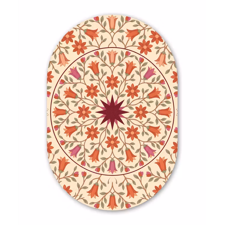 Muurovaal aluminium - Bloemen - Mandala - Decoratief - Rood — 1