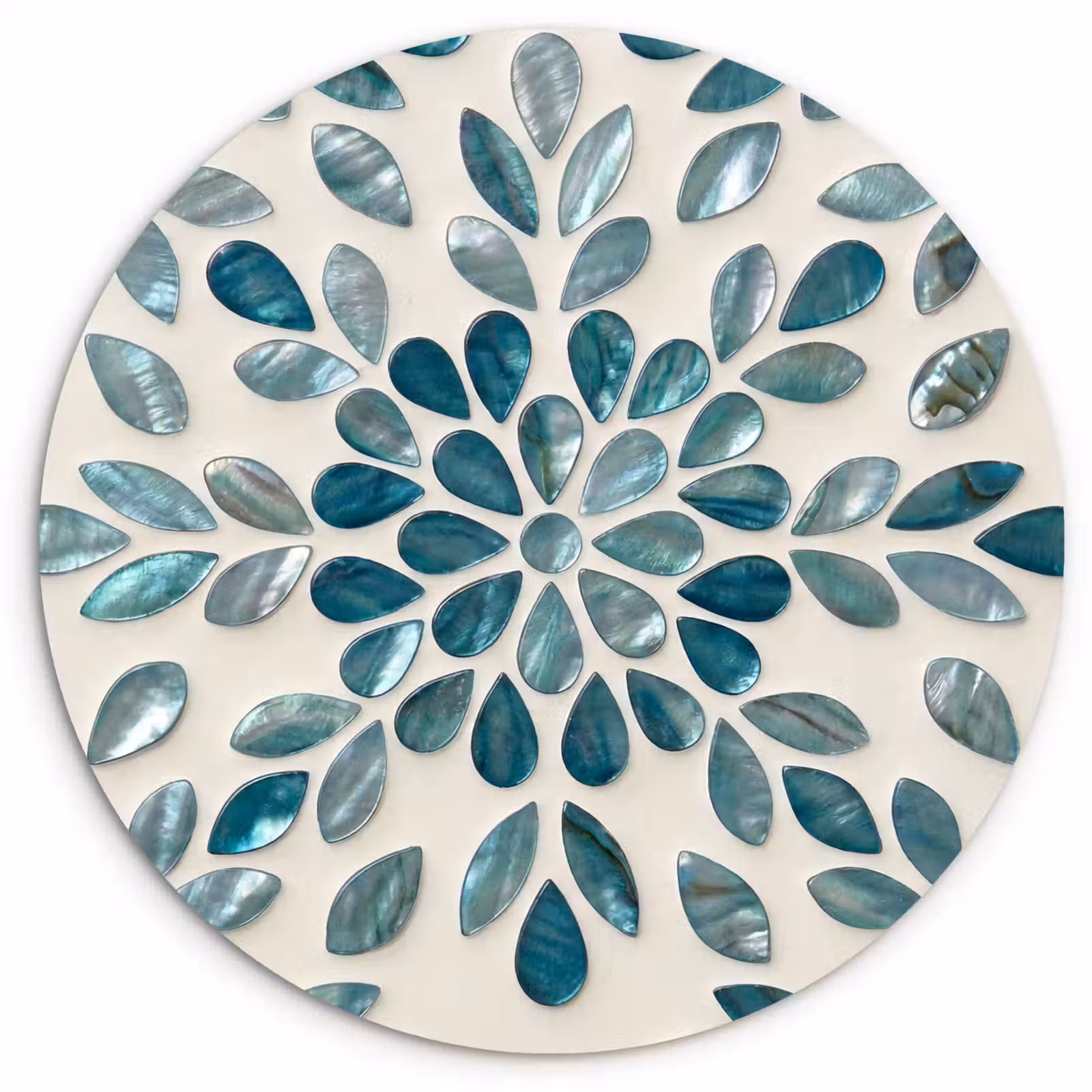 Muurcirkel - Patroon - Bladeren - Abstract - Modern - Turquoise — 1