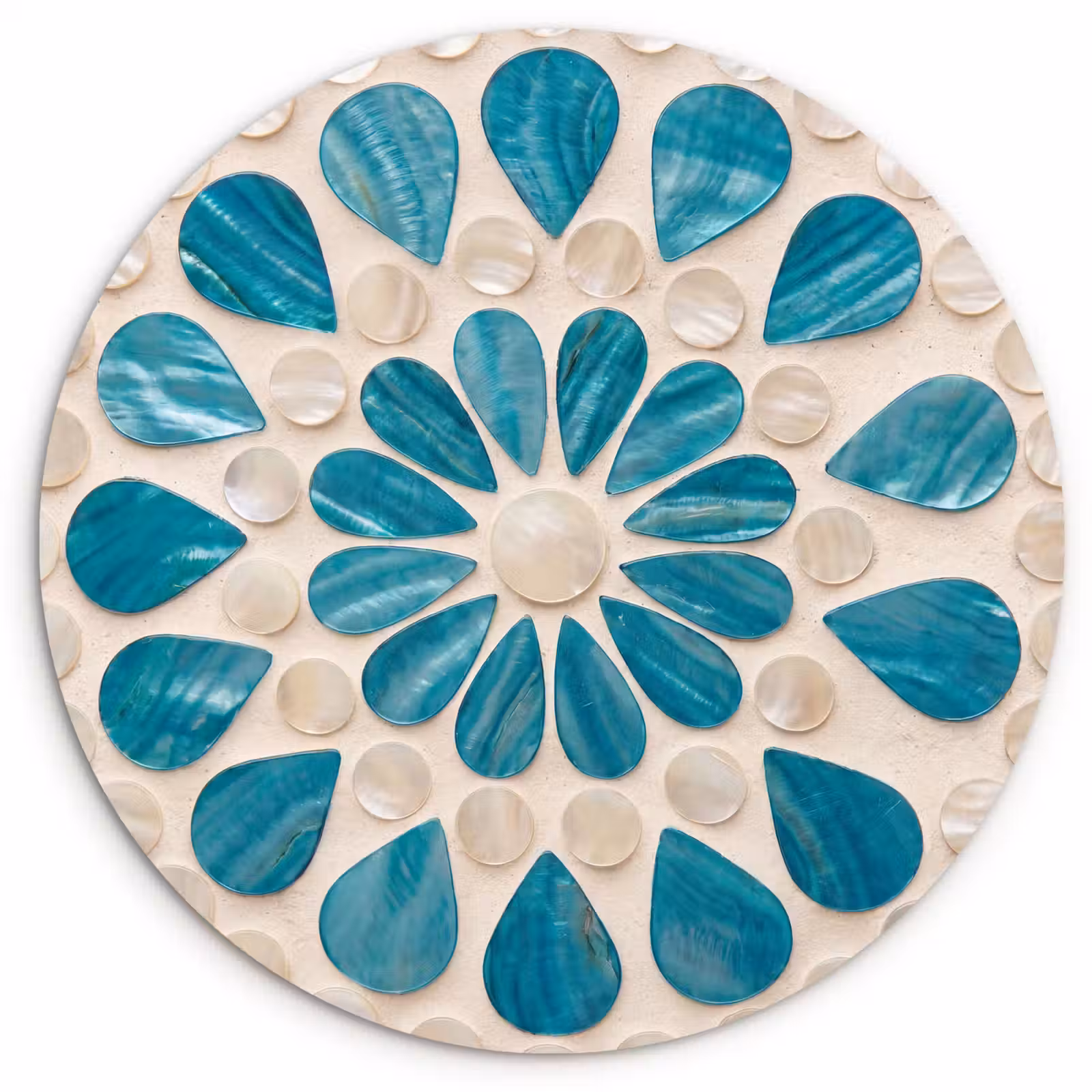 Muurcirkel - Patroon - Mozaïek - Schelpen - Abstract - Turquoise — 1
