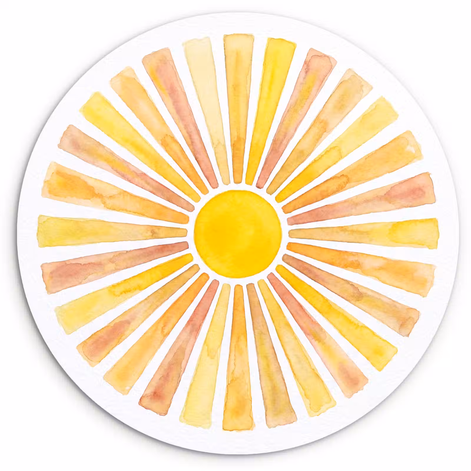 Muurcirkel - Zon - Stralen - Aquarel - Geel - Abstract — 1