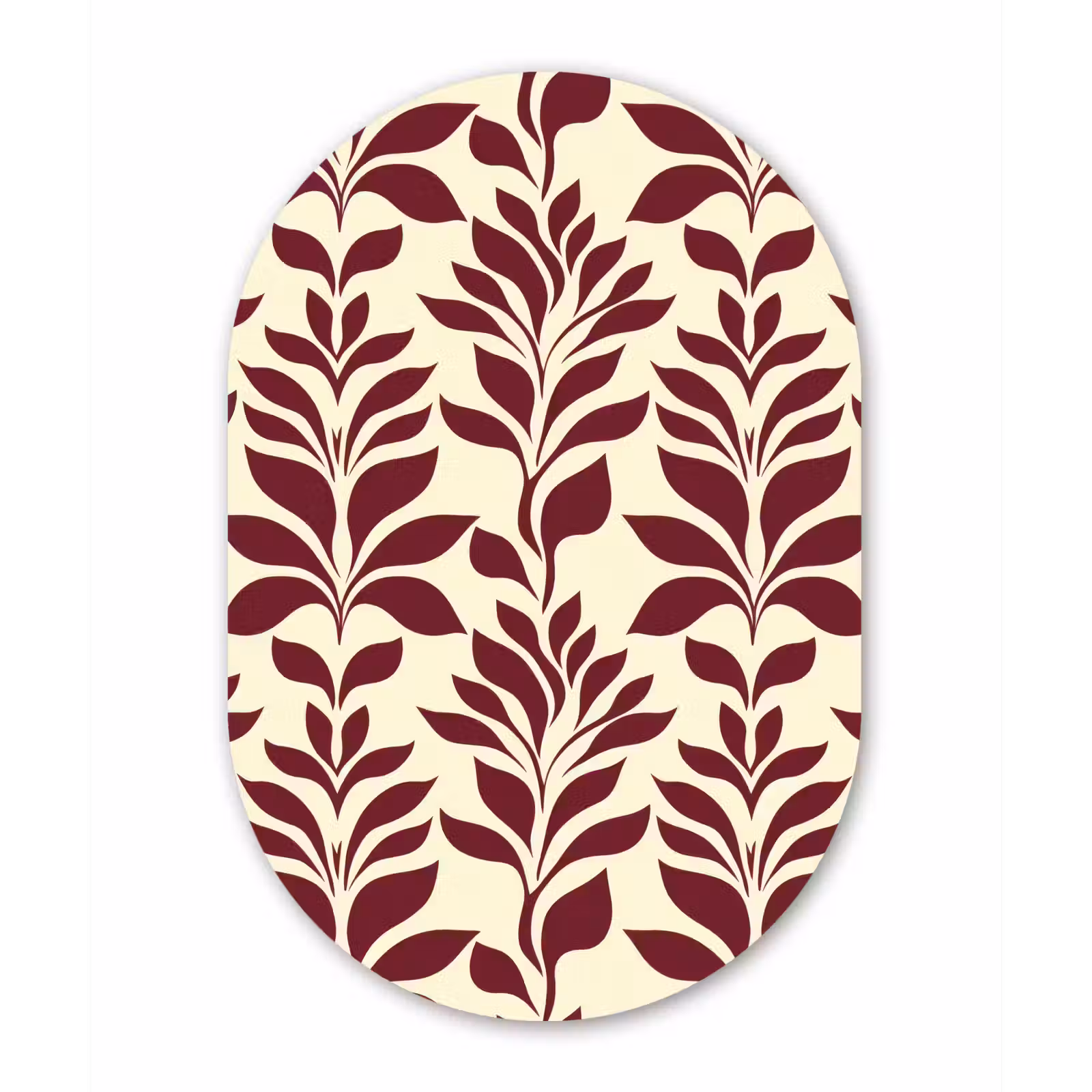 Muurovaal aluminium - Abstract - Bladeren - Burgundy — 1