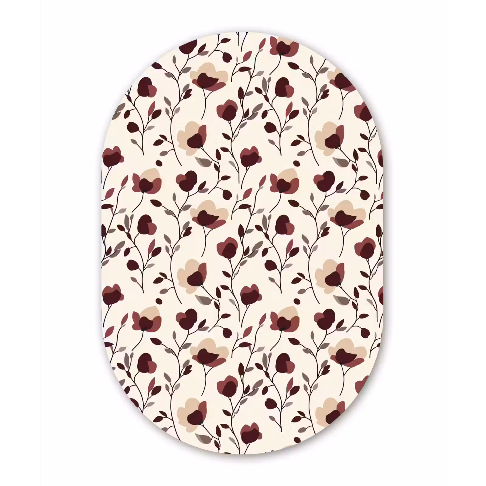 Muurovaal aluminium - Bloemen - Botanisch - Bordeaux — 1