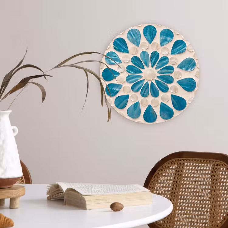Muurcirkel - Patroon - Mozaïek - Schelpen - Abstract - Turquoise — 4