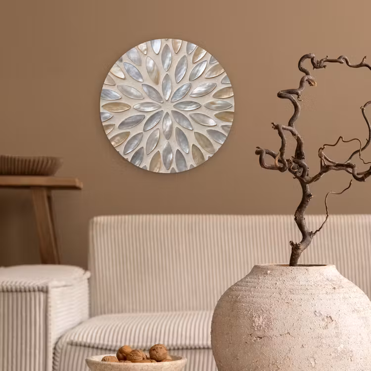 Muurcirkel - Patroon - Ovaal - Glanzend - Abstract - Beige — 2