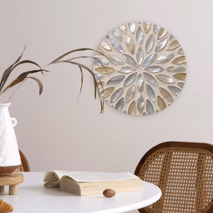 Muurcirkel - Patroon - Ovaal - Glanzend - Abstract - Beige — 4