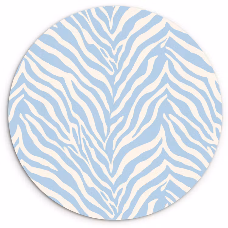 Muurcirkel - Zebra - Motief - Blauw - Wit — 1