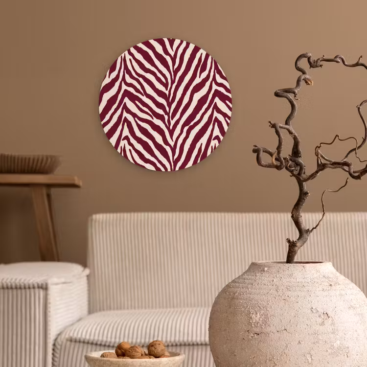 Muurcirkel - Zebra - Motief - Bordeaux - Rood — 2