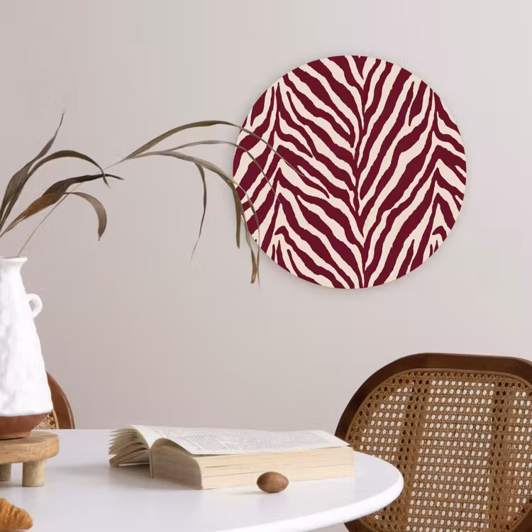 Muurcirkel - Zebra - Motief - Bordeaux - Rood — 4