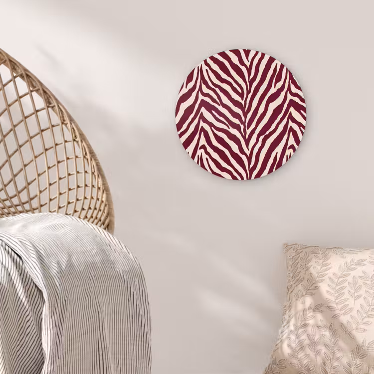 Muurcirkel - Zebra - Motief - Bordeaux - Rood — 5