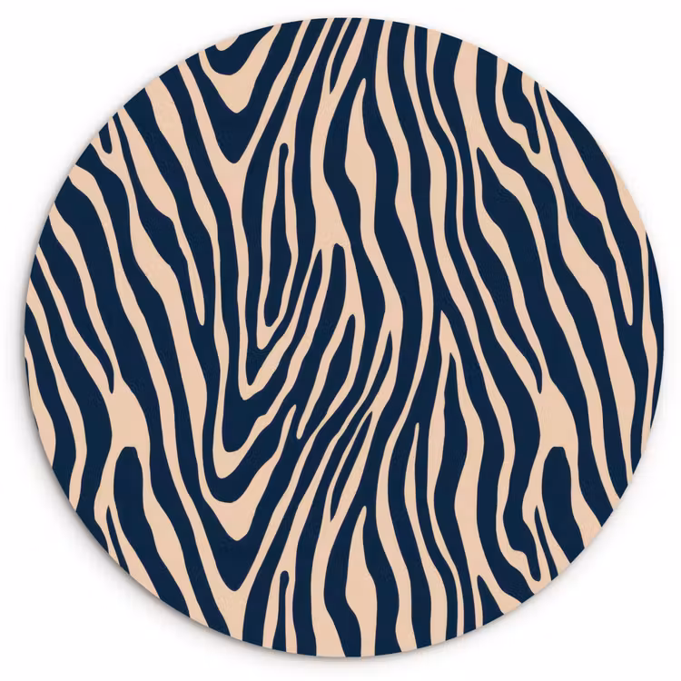 Muurcirkel - Zebra - Patroon - Blauw - Beige — 1