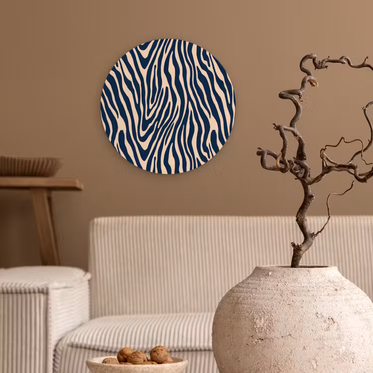 Muurcirkel - Zebra - Patroon - Blauw - Beige — 2