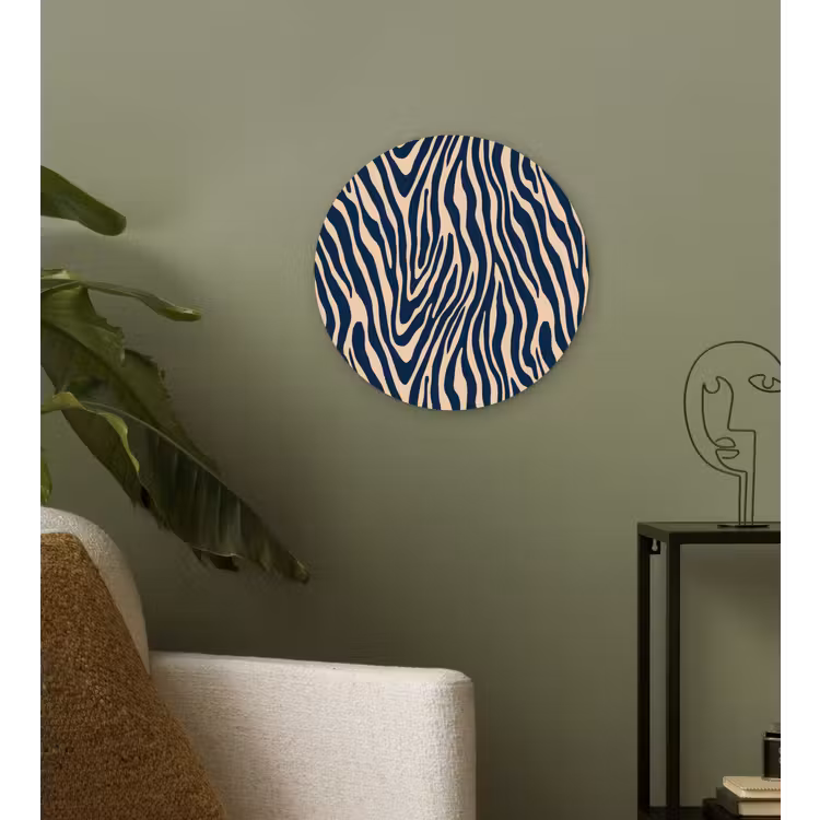 Muurcirkel - Zebra - Patroon - Blauw - Beige — 3