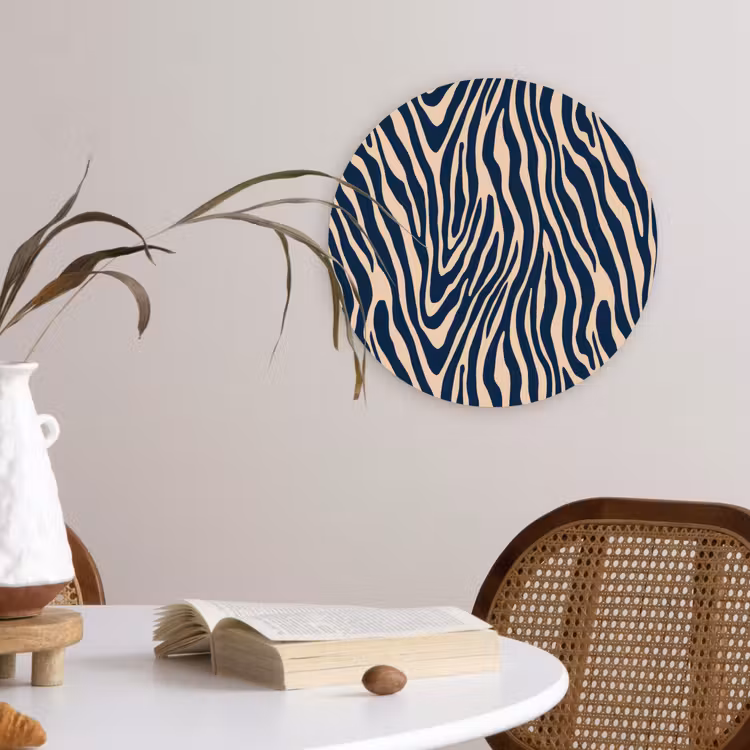 Muurcirkel - Zebra - Patroon - Blauw - Beige — 4