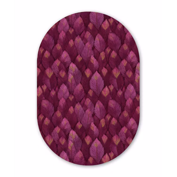 Muurovaal aluminium - Bladeren - Patroon - Burgundy — 1