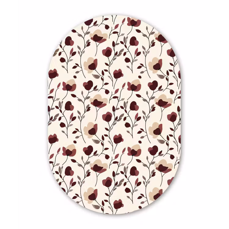 Muurovaal aluminium - Bloemen - Botanisch - Bordeaux — 1