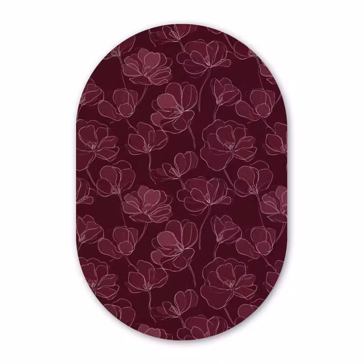 Muurovaal aluminium - Bloemen - Patroon - Bordeauxrood — 1