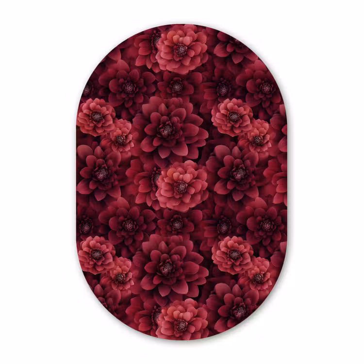 Muurovaal aluminium - Dahlias - Bloemen - Rood — 1