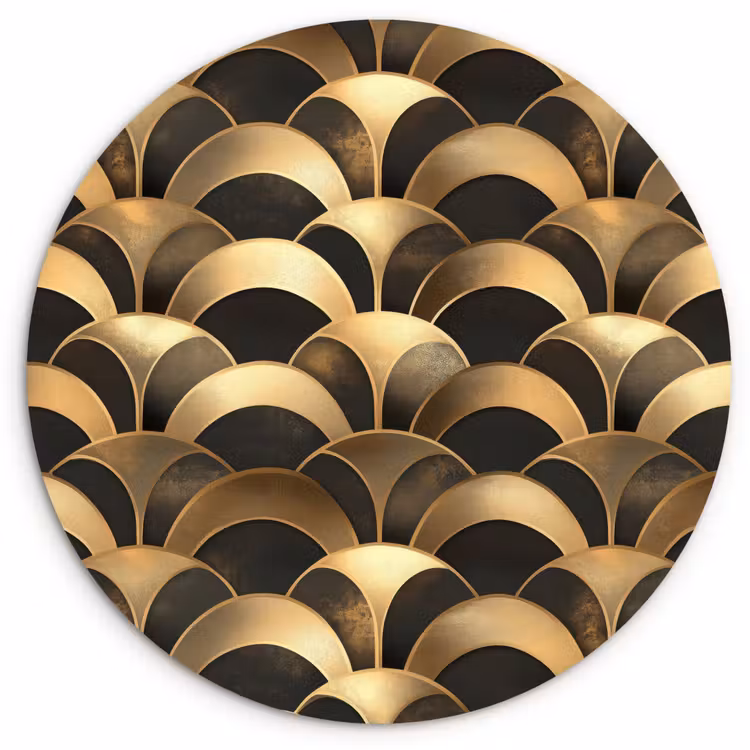 Muurcirkel - Schubben - Structuur - Goud — 1