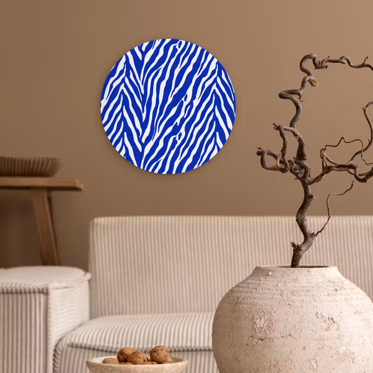 Muurcirkel - Zebra - Patroon - Kobalt - Blauw — 2