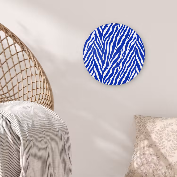 Muurcirkel - Zebra - Patroon - Kobalt - Blauw — 5