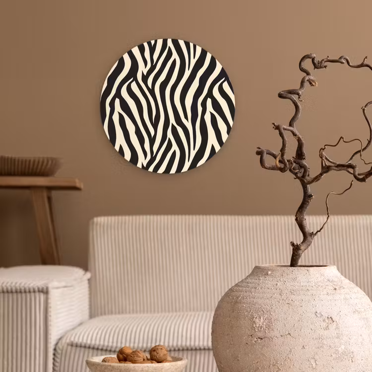 Muurcirkel - Zebra - Print - Klassiek - Zwart — 2