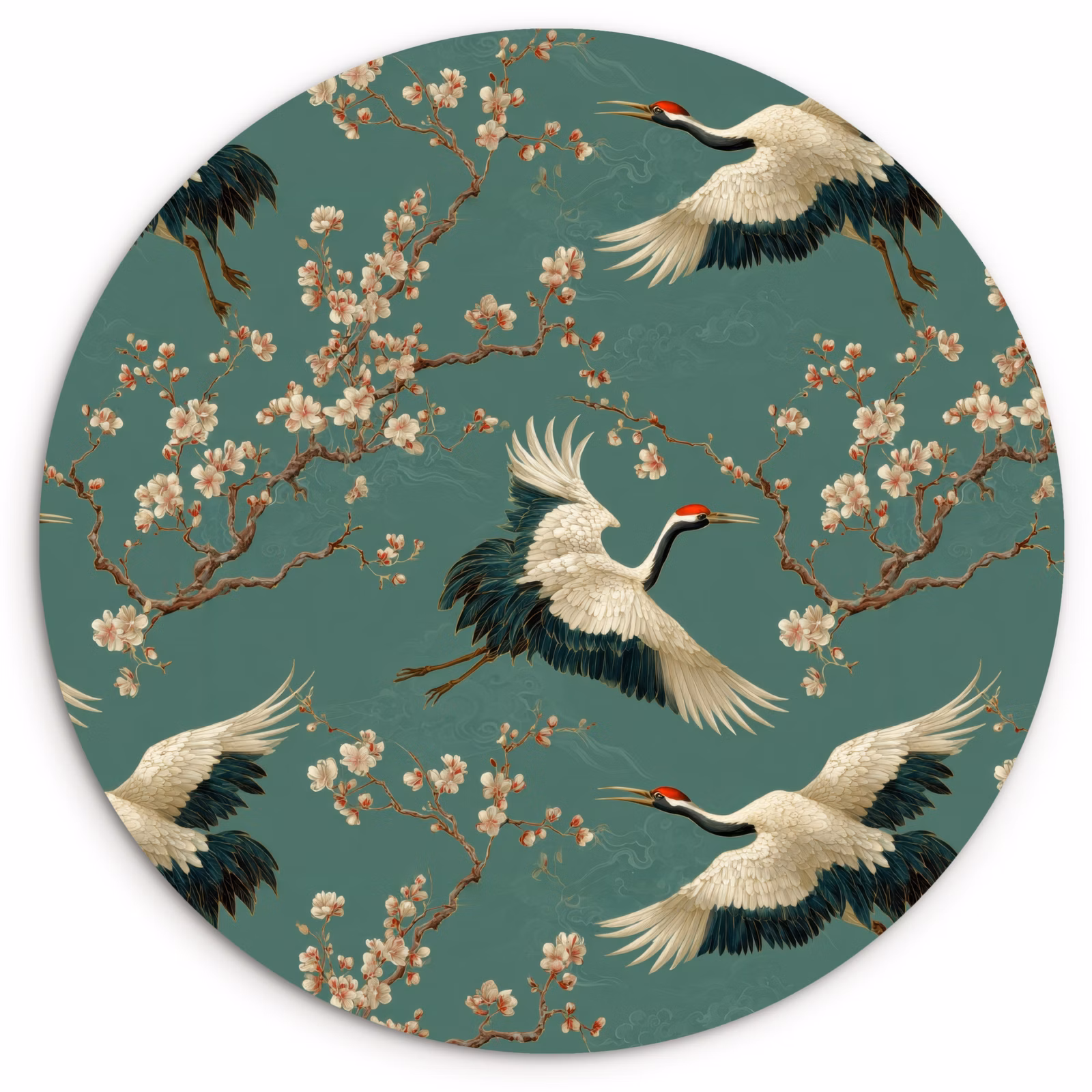 Muurcirkel - Kersenbloesem - Kraamvogels - Groen — 1