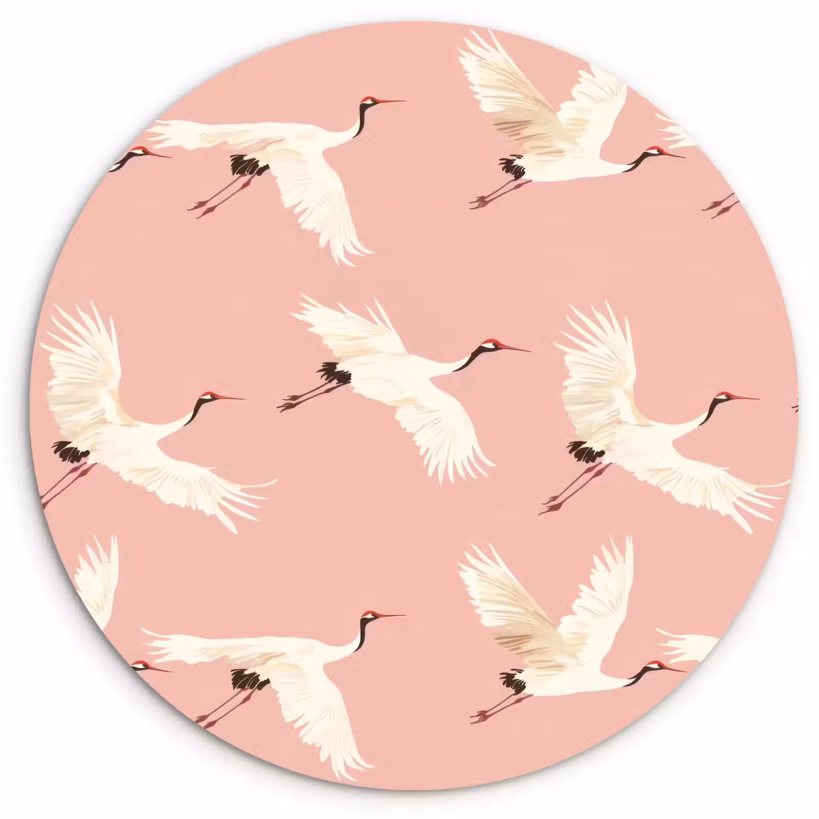 Muurcirkel - Modern - Kraanvogels - Roze — 1