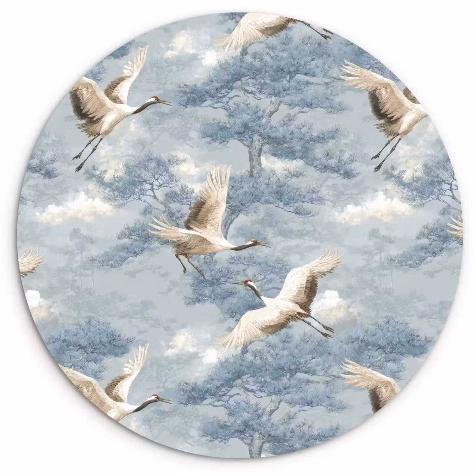 Muurcirkel - Wolken - Kraanvogels - Blauw — 1