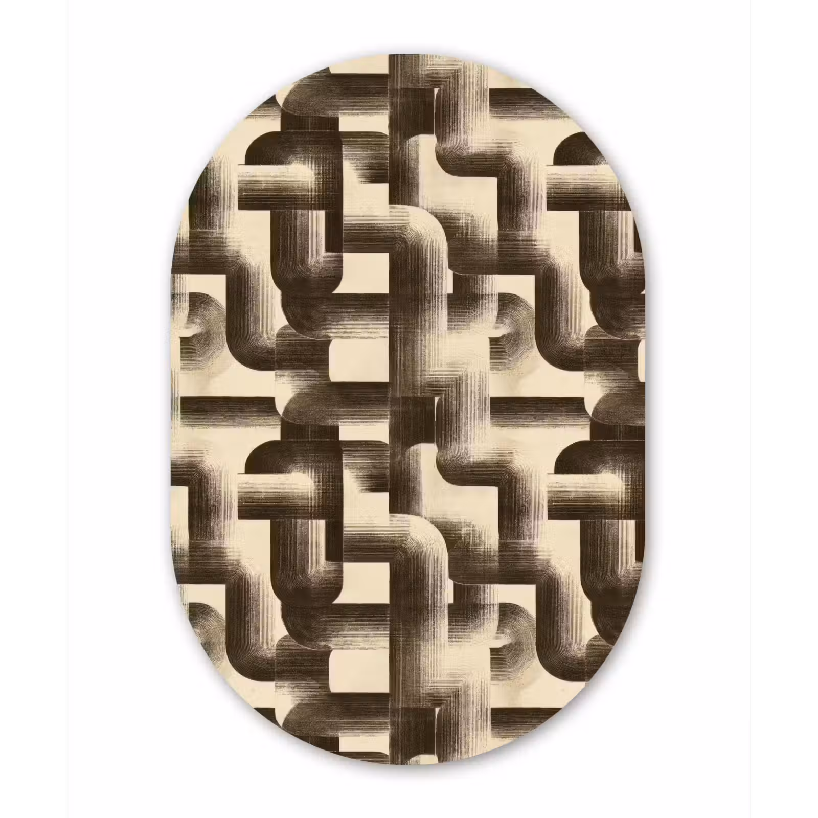 Muurovaal aluminium - Abstract - Retro - Zwart — 1