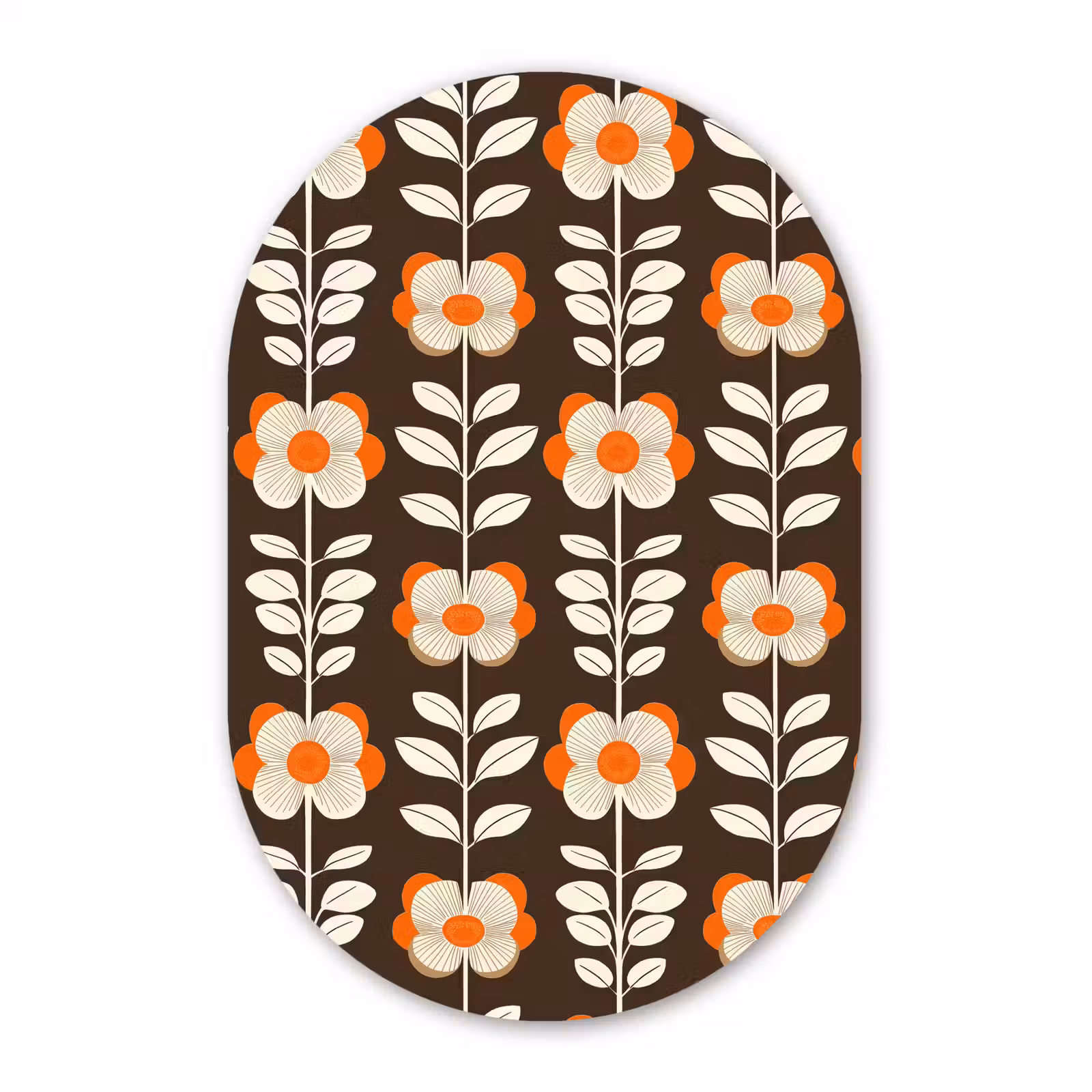 Muurovaal aluminium - Bloemen - Retro - Bruin — 1