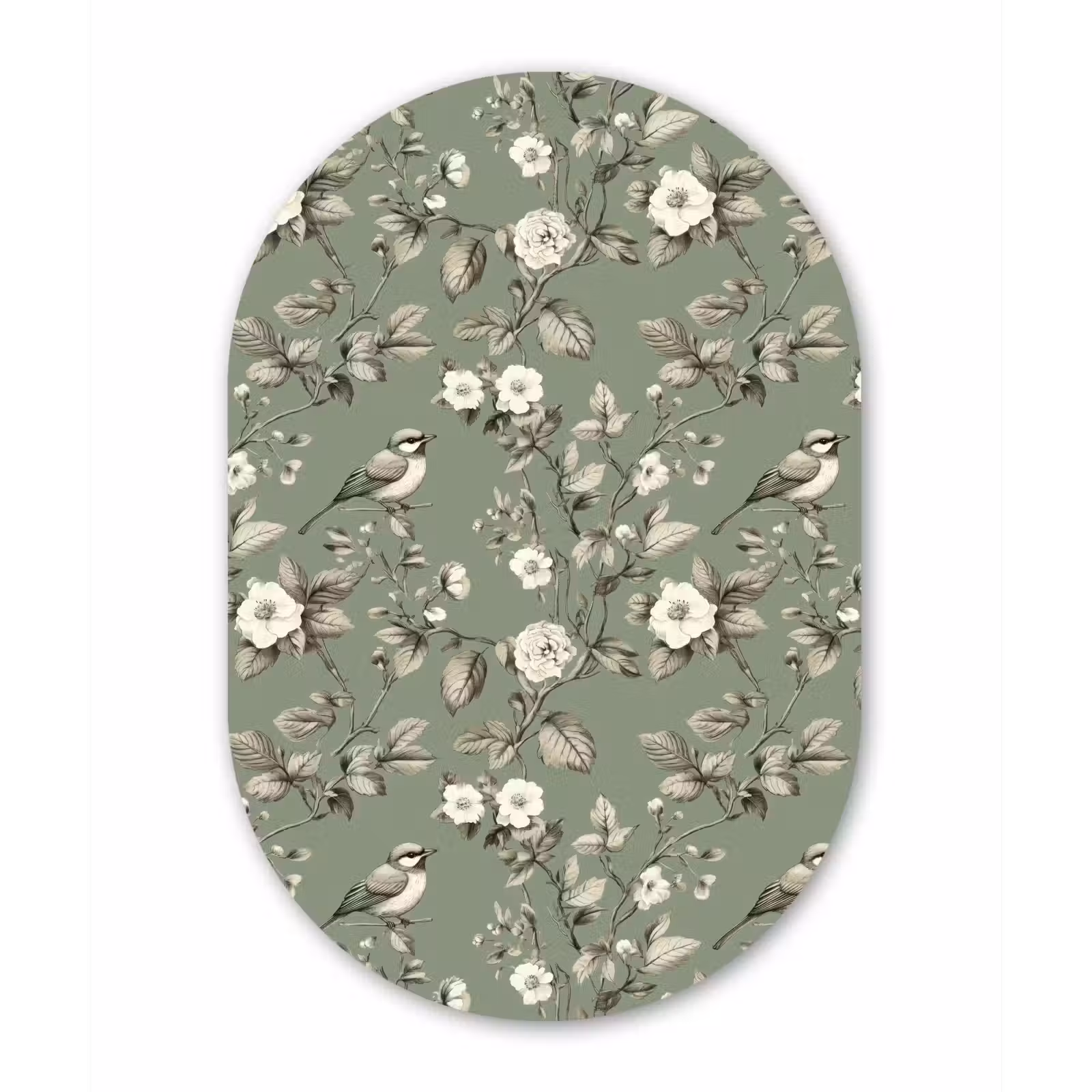 Muurovaal aluminium - Botanisch - Vogels - Groen — 1