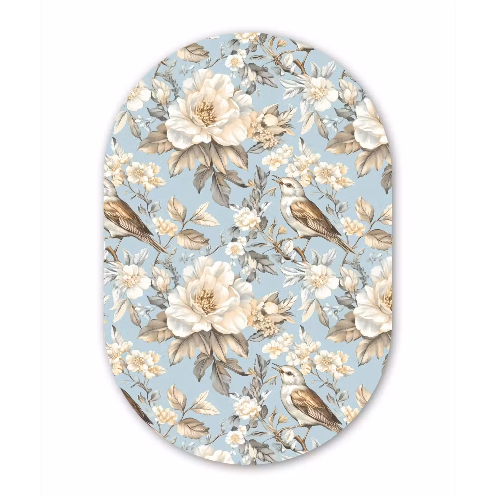 Muurovaal aluminium - Botanisch - Zangvogel - Blauw — 1