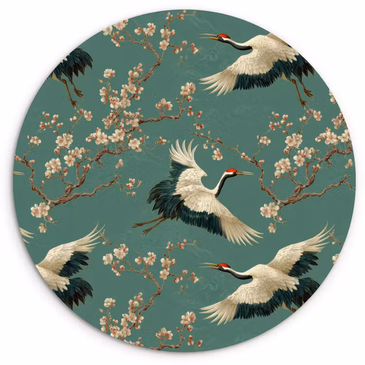 Muurcirkel - Kersenbloesem - Kraamvogels - Groen — 1