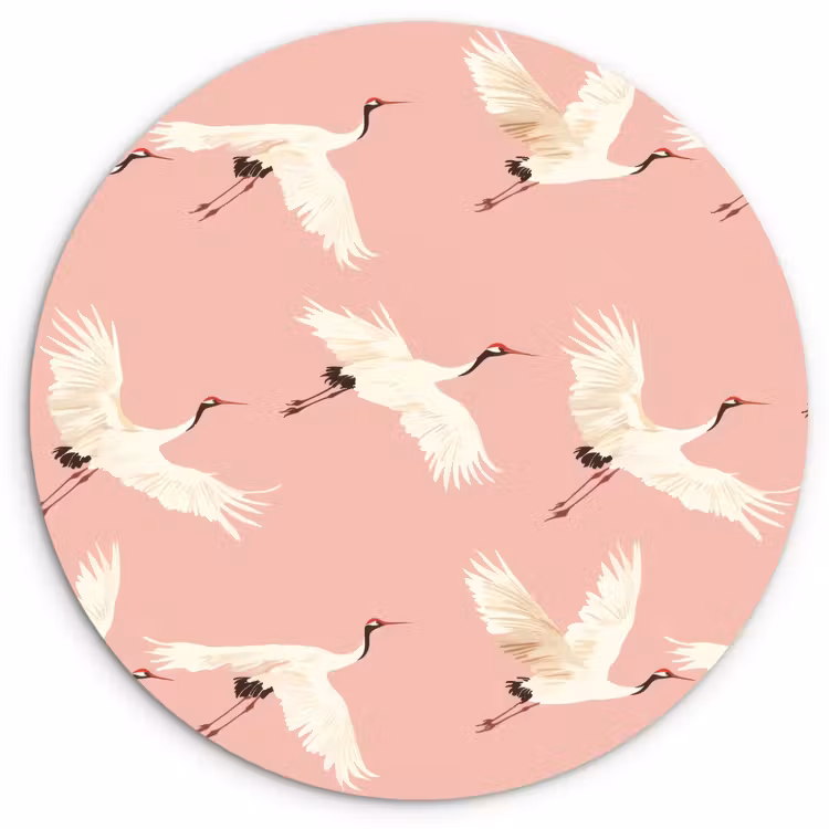 Muurcirkel - Modern - Kraanvogels - Roze — 1
