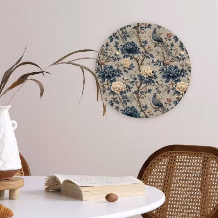 Muurcirkel - Pauw - Bloemen - Blauw — 4