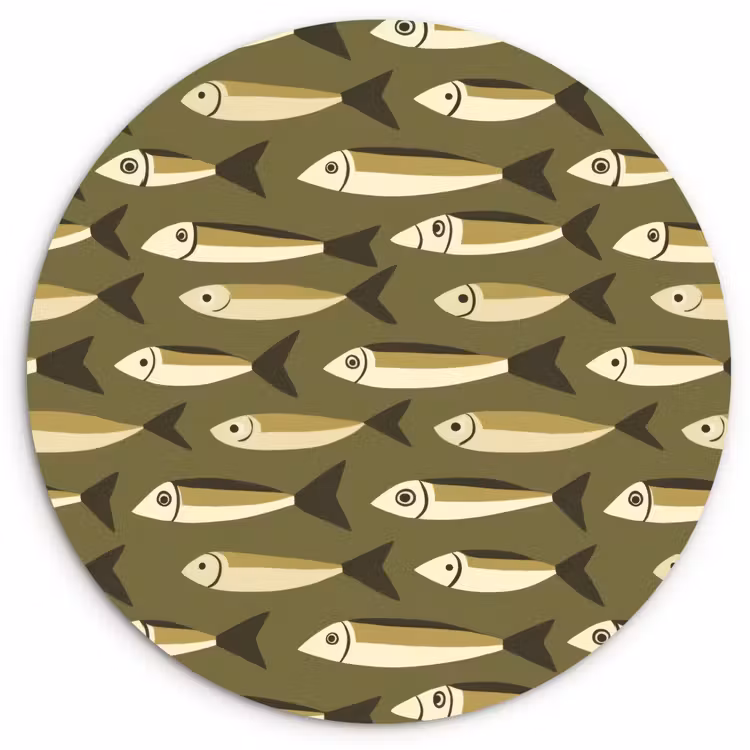 Muurcirkel - Vis - Patroon - Groen — 1