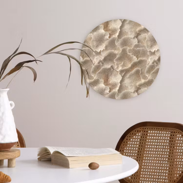 Muurcirkel - Waaierstructuren - Beige - Vezeltextuur — 4