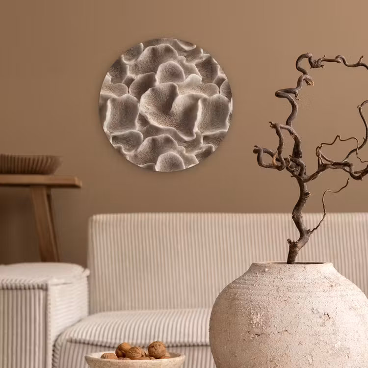Muurcirkel - Waaiervorm - Beige - Vezel textuur — 2