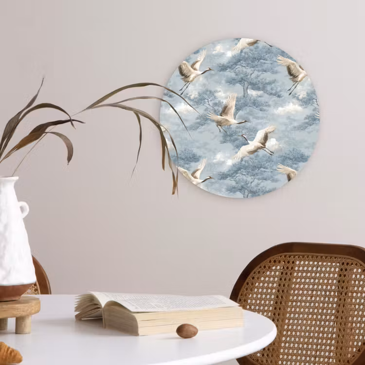 Muurcirkel - Wolken - Kraanvogels - Blauw — 4