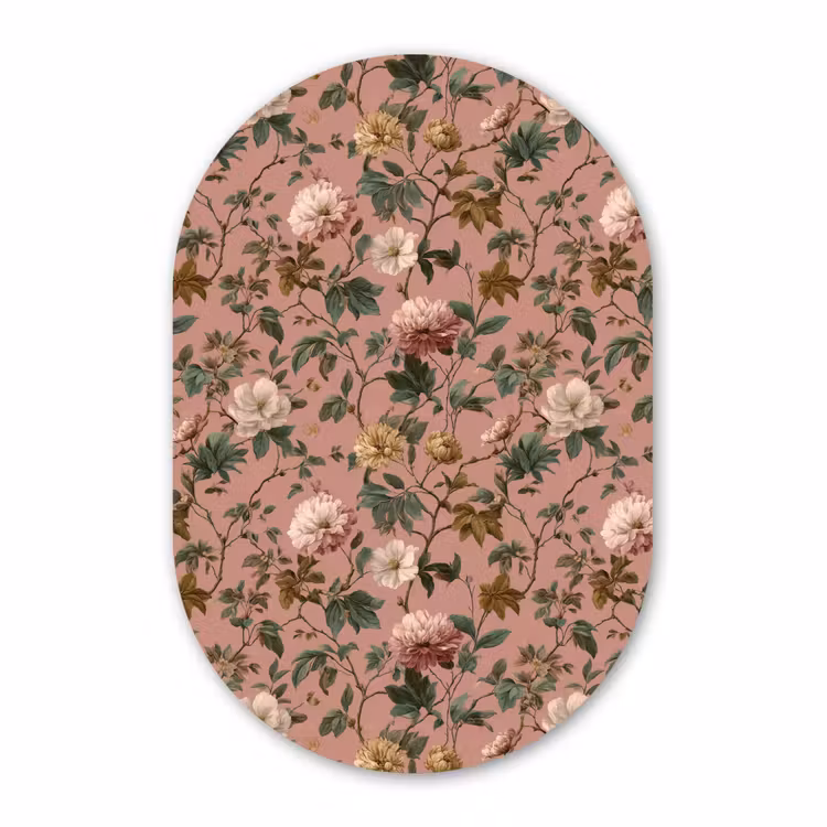 Muurovaal aluminium - Bloemen - Klassiek - Roze — 1