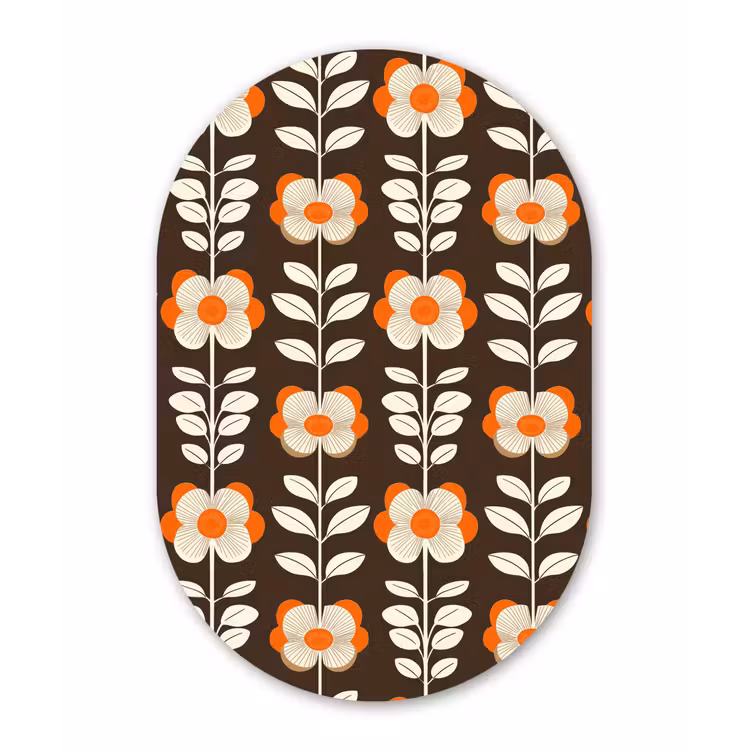 Muurovaal aluminium - Bloemen - Retro - Bruin — 1