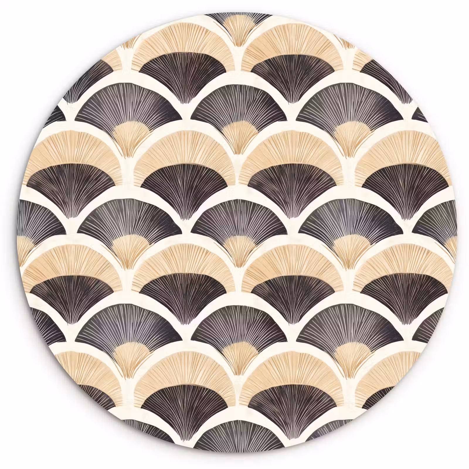 Muurcirkel - Waaier - Patroon - Zwart - Beige — 1