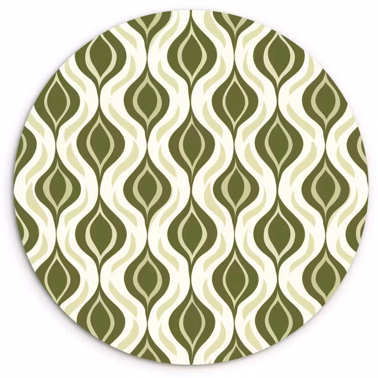 Muurcirkel - Patroon - Retro - Groen — 1