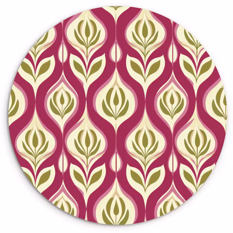Muurcirkel - Retro - Floraal - Paars — 1