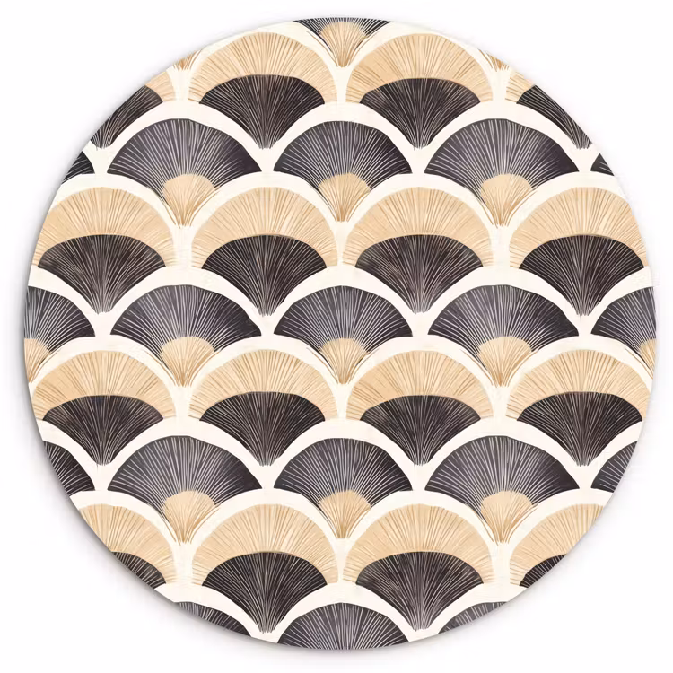 Muurcirkel - Waaier - Patroon - Zwart - Beige — 1