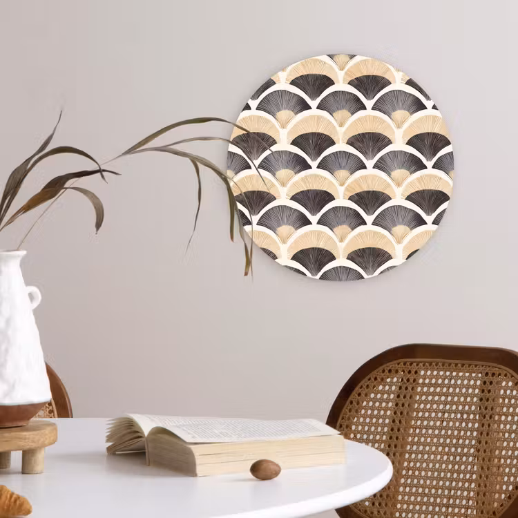Muurcirkel - Waaier - Patroon - Zwart - Beige — 4