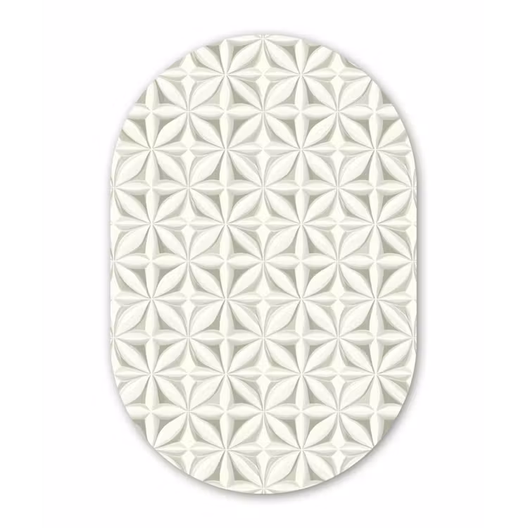 Muurovaal aluminium - Abstract - Structuur - Grijs - Wit — 1