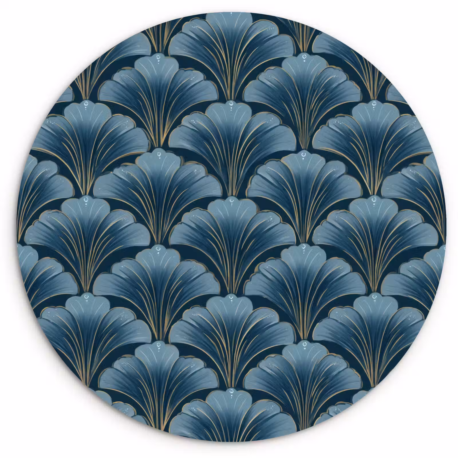 Muurcirkel - Patroon - Ginkgoblad - Blauw — 1