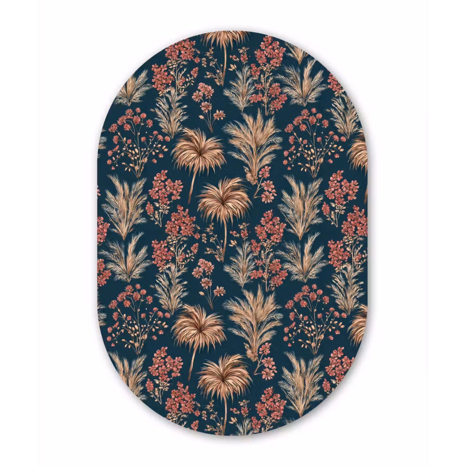 Muurovaal aluminium - Botanisch - Patroon - Blauw — 1