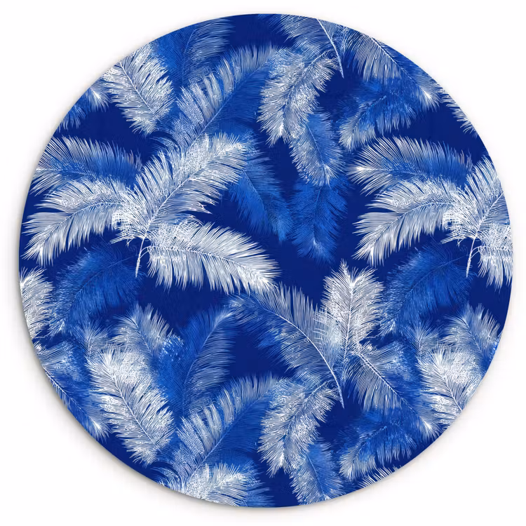Muurcirkel - Palmblad - Patroon - Blauw — 1
